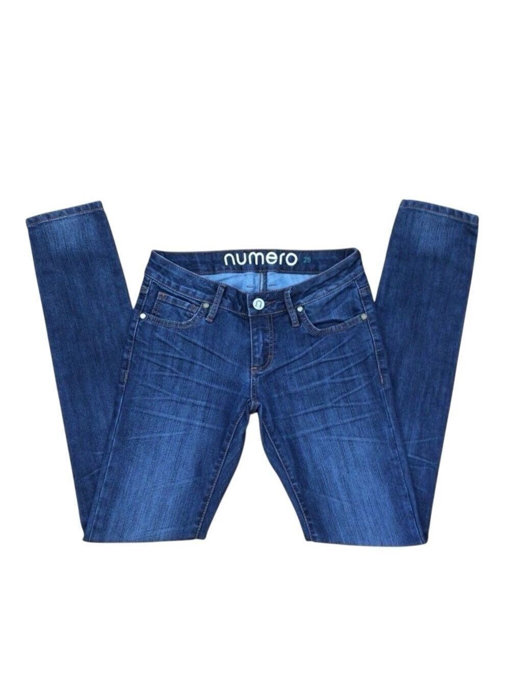 NUMERO jeans low rise skinny blue denim size 25 medium rise waist